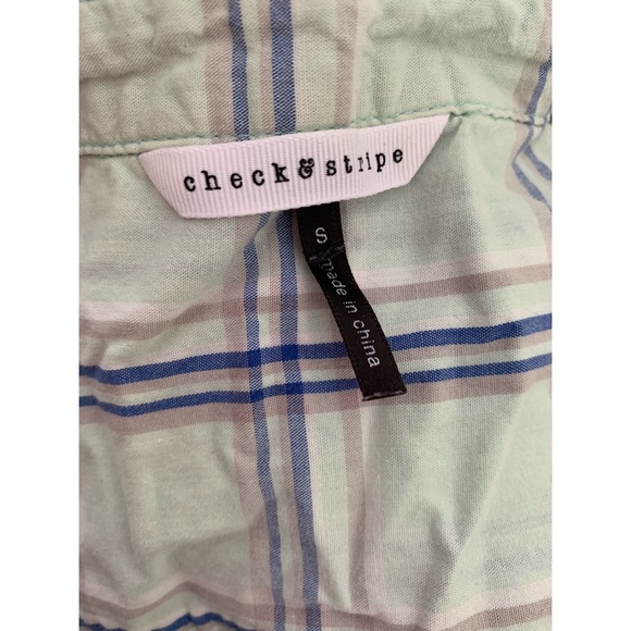 [Pacsun] Mint Green and Blue Plaid Button-Up Shirt - Picture 4 of 4